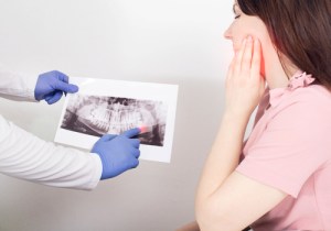 Woman looking at x-ray